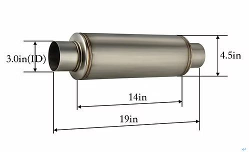 3.0'' Exhaust Muffler Straight Through Design 4.5" Round Body